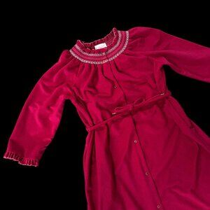 Vintage Robe Duster House Coat Dark Pink Snaps Belt 80s Lindsay Jordan Women 2X?